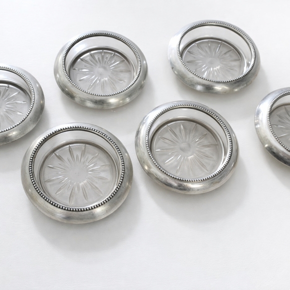 Silver Glass Coaster Set - Picture 3 of 3